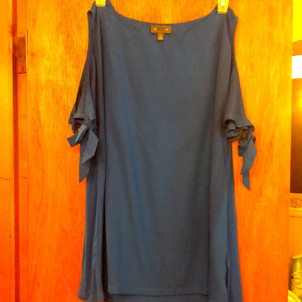 Royal blue peek-a-boo shoulder top